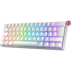 GK61 Hot-Swap Mechanical Gaming Keyboard - 62 Keys Multicoloured RGB LED Backlight for PC/Mac Players - ISO UK Layout (Gateron Optical Silver, White)