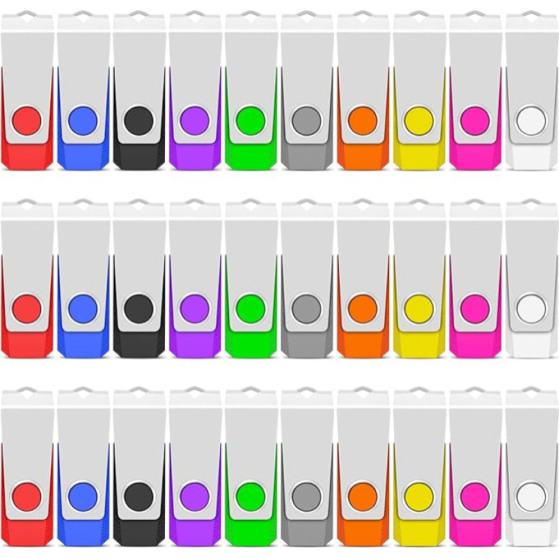 TEWENE USB atmintinė 4 GB, 100 dalių rinkinys, USB atmintinė, greitaeigė USB 2.0, įvairiaspalvė, pasukama
