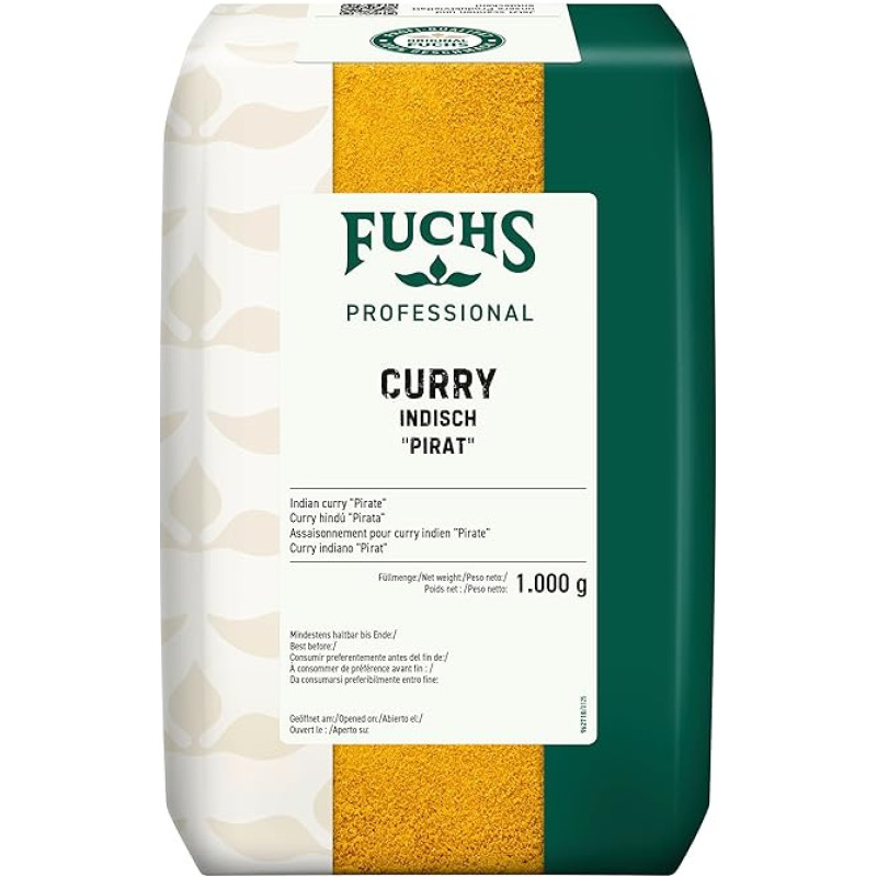 Fuchs Professional - Curry Indian Pirate | Padažams ir mėsos patiekalams pagardinti | Profesionali kokybė dideliems vartotojams ir viešojo maitinimo įstaigoms | 1 kg dideliame maiše