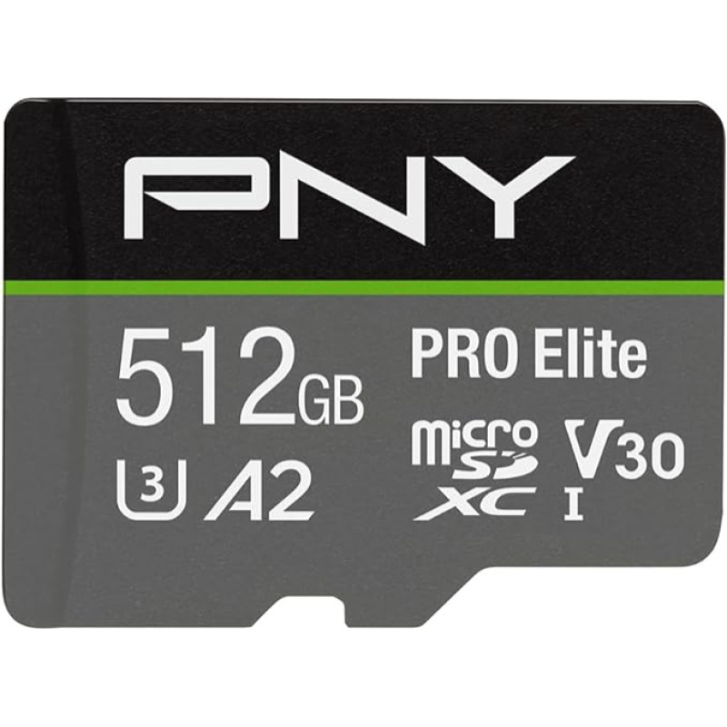 PNY U3 Pro Elite MicroSD kortelė - 512 GB - (P-SDUX512U3100PRO-GE)