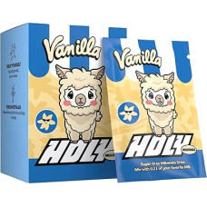 HOLY Milkshake Vanilla Tasting Box - 10 porcijų su vitaminais B, C ir D ir 100% natūraliais skoniais - be cukraus, be kofeino ir veganiška - mažai kalorijų turintys vanilės skonio pieno kokteilių milteliai