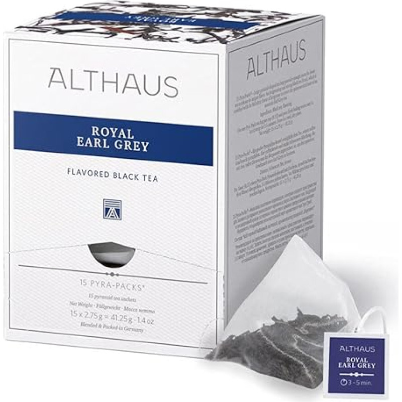 Althaus Royal Ear Grey Tea in Pyramid Bag Black Tea PYRA PACK Black Tea with Bergamot Citrus Aroma 15 x 2.75 g