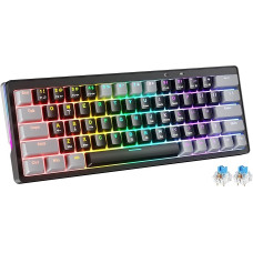 abucow 60% Mechanical Gaming Keyboard, Wired Compact Keyboard with Brown Switches, RGB Backlight, Anti-Ghosting, Conflict Free 63 Interchangeable Keycaps (Grey/Black)
