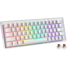 abucow 60% Mechanische Gaming-Tastatur mit Braunen Schaltern, Kabelgebundene Kompakte Tastatur mit RGB-Hintergrundbeleuchtung, Anti-Ghosting, Keine Tasten-Konflikte, 63 Austauschbare Tastenkappen