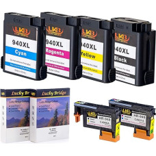 2PK HP940 spausdinimo galvutė C4900A C4901A ir 1 komplektas 940 940XL rašalo kasetė su mikroschema, niekada nenaudota, suderinama su HP Officejet (1 spausdinimo galvutės ir rašalo kasetės komplektas)-UK