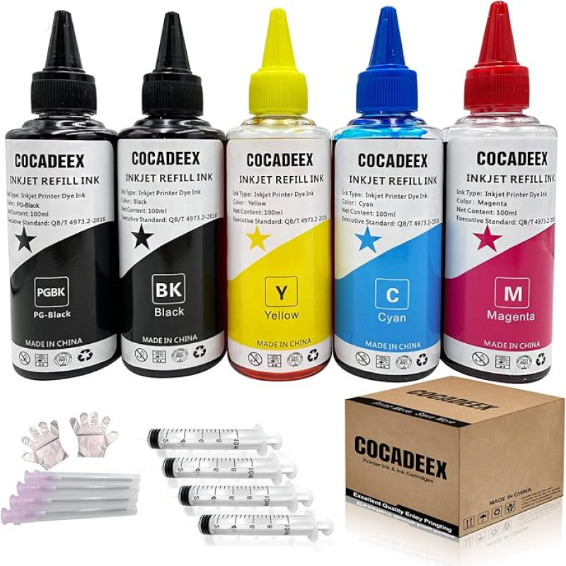 COCADEEX 500 ml rašalas, suderinamas su 580XXL 581XXL PIXMA TS6150 TS6151 TS6250 TS6251 TS6350 TS6351 TS705 TR7550 TR8550 TS9550 TS9551C spausdintuvu (PGBK BK C M Y)