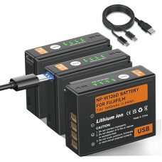 3 vnt. NP-W126S USB 1600 mAh akumuliatoriaus su C tipo USB įkrovimo funkcija, suderinama su 