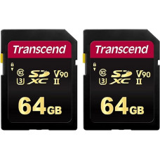 Transcend 64GB SDXC/SDHC 700S atminties kortelė TS64GSDC700S / Skaitymas iki 285MBs ir įrašymas 180MBs (2 vnt.)