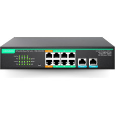 LINOVISION 8-Port UltraReach PoE Switch Max. 800m (2600ft) PoE Range, 2 High PoE+ Ports, Remote Management via Cloud, Integrated 130W Power Supply for IP Cameras, PTZ, Access Points and VoIP Devices