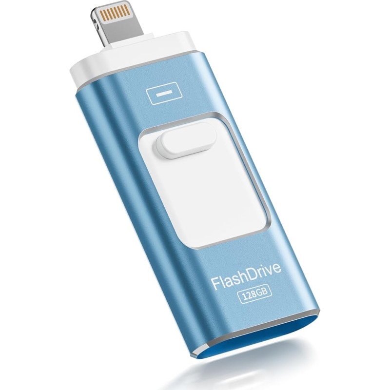 USB atmintinė 128GB MFi sertifikuota 3 in 1 iPhone/iPad/Android/PC USB 3.0 didelės spartos