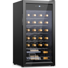 WIE vyno šaldytuvas 12 butelių, 28 buteliai, laisvai pastatomas, juodas