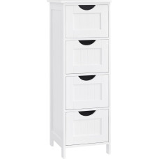 VASAGLE LHC40W Bathroom Cabinet Side Cabinet with 4 Drawers 30 x 30 x 82 cm for Bathroom Living Room Dining Room Kitchen Modern White