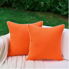 LIGICKY 2 neperšlampamų lauko pagalvėlių užvalkalų rinkinys, dekoratyviniai oranžiniai dekoratyvinių pagalvėlių užvalkalai, kvadratiniai pagalvėlių užvalkalai, dekoratyvinės pagalvėlės, 50 x 50 cm