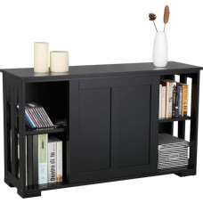 Yaheetech Virtuvės spintelė Sandėliavimo spintelė su laikymo erdve ir stumdomomis durimis Konsolinis stalas Sideboard Medinė virtuvės komoda Laisvai pastatoma spintelė Bufetinė spintelė Šoninė spintelė Virtuvės baldai Juoda
