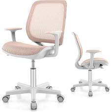 FANTASK 360° kampu besisukanti vaikiška rašomojo stalo kėdė, reguliuojamas 43-55 cm sėdynės aukštis, rožinė