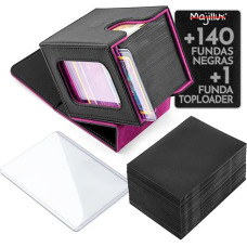 MTG kaladžių dėžutė - kortų dėžutė su 140 kortų įmautėmis ir 1 kietu dėklu Toploarden - kompaktiška ir tvirta Magic ir kitų žaidimų kaladžių dėžutė