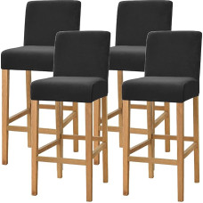 Dimatic Velvet Plush Chair Cover Counter Pub Bar Stool Chair Slipcover for Dining Room Cafe Bar Stool Slipcover Furniture Protector Non-Slip Cover with Elastic Base, Set of 4, Black