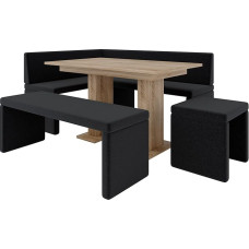 FURNISTAR Akiko Corner Bench with Table and Benches - Corner Bench Set for Your Dining Room, Kitchen, Modern, Sitting Area, Dining Nook. Perfect for Kitchen, Office and Reception. Solid Workmanship