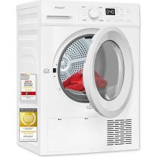 Exquisit TWP803-031D Heat Pump Dryer 8 kg, 16 Programmes, LED Interior Lighting, Wrinkle Protection, Child Lock, Start Time Delay, White