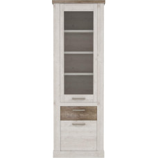 FORTE DURO Display Cabinet with 1 Door, 1 Glass Door and 1 Drawer, Wood Composite, Pnie White/Antique Oak, 71.2 x 212 x 41.3 cm