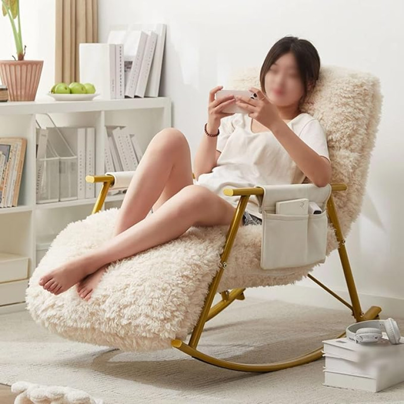 Šezlongas su porankiais, supamasis krėslas Svetainė, modernus miegamasis Komfortiškas supamasis krėslas Supamasis krėslas su 5 kryptimis reguliuojamomis kojomis (spalva: auksinė)