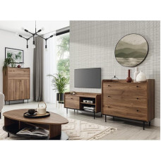 Senovinių svetainės baldų komplektas iš ąžuolo ąžuolinės spintos, žemosios spintos, komodos ir TV staliuko