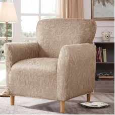 SHANNA Stretch Banquet Chair Covers Prabangus megztas Super minkštas elastingas apatinis baldų apsauga gyvenamajame kambaryje (šviesiai rudas vynuogių raštas)