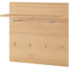 Amazon Brand Alkove GW-ADANA Coat Rack Panel 3575 in Imitation Beech, MDF Front with Grooved Milling, with Two Clothes Rails and Four Clothes Hooks, 96 x 90 x 30 cm (W x H x D)