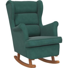 vidaXL Rocking Chair Wingback Dark Green Velvet and Solid Wood