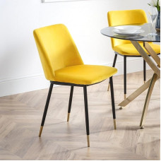 Julian Bowen 2 Delaunay valgomojo kėdžių komplektas, garstyčių geltonos spalvos