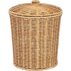 TOYANDONA rotango šiukšliadėžė Apvali rotango šiukšliadėžė su dangčiu Pintas saugojimo krepšys Drabužių dėžė vonios kambariui Virtuvė Svetainė Pintas šiukšliadėžė