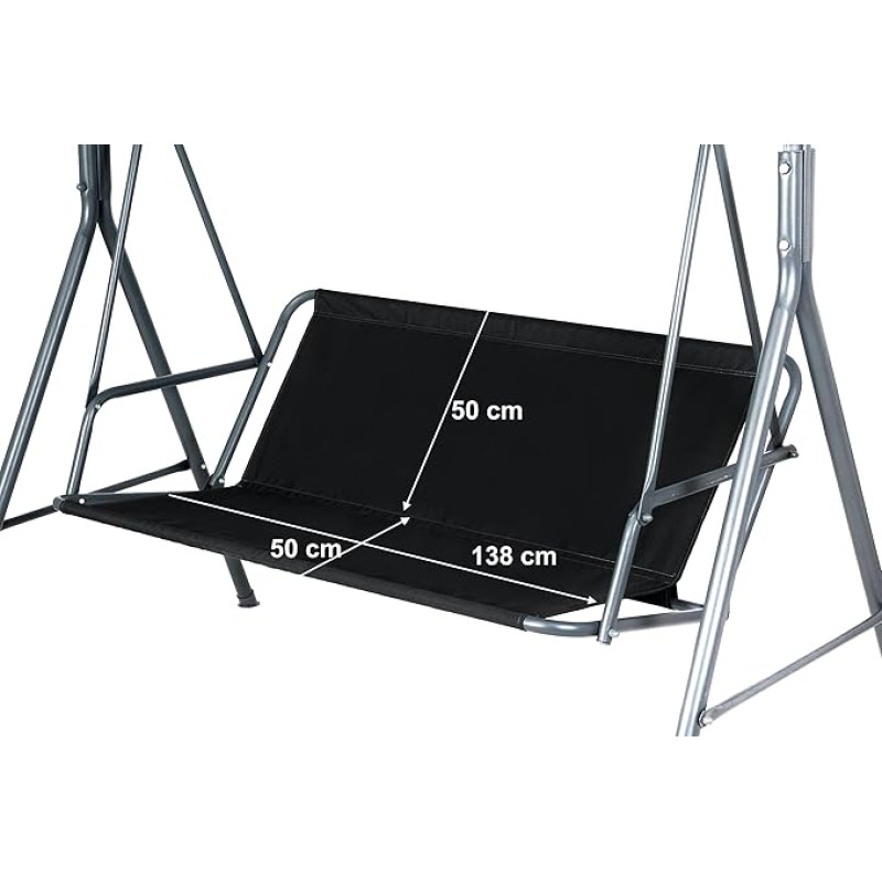 Keičiamasis sūpynės sėdynės užvalkalas, juodas, sodo sūpynės sėdynės užvalkalas, hamakas, sodo baldai, supamasis krėslas (138 x 50 x 50 cm, juodas)