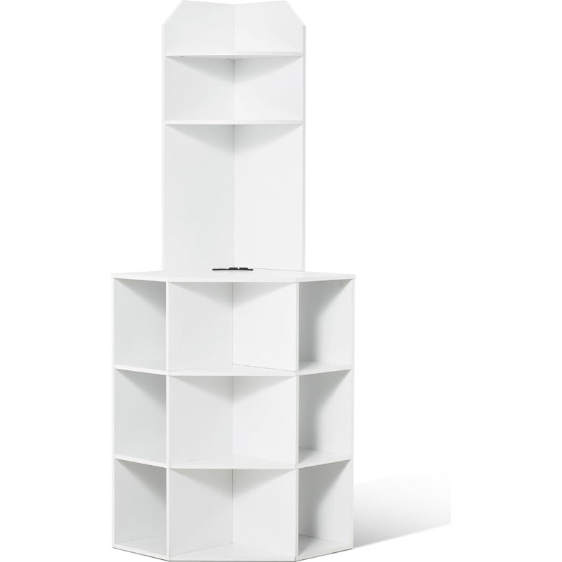 VEVOR kampinė spintelė su 6 aukštų lentynomis, universali spintelė (1626 mm aukščio) su USB prievadais ir lizdais bei reguliuojamomis lentynomis, virtuvės spintelė svetainei, skalbyklai