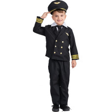 Dress Up America Pilotenkostüm für Jungen und Mädchen - Flugkapitänsuniform für Kinder - Rollenspiel- Piloten Kostüm Jungen - Verkleidung für Kinder