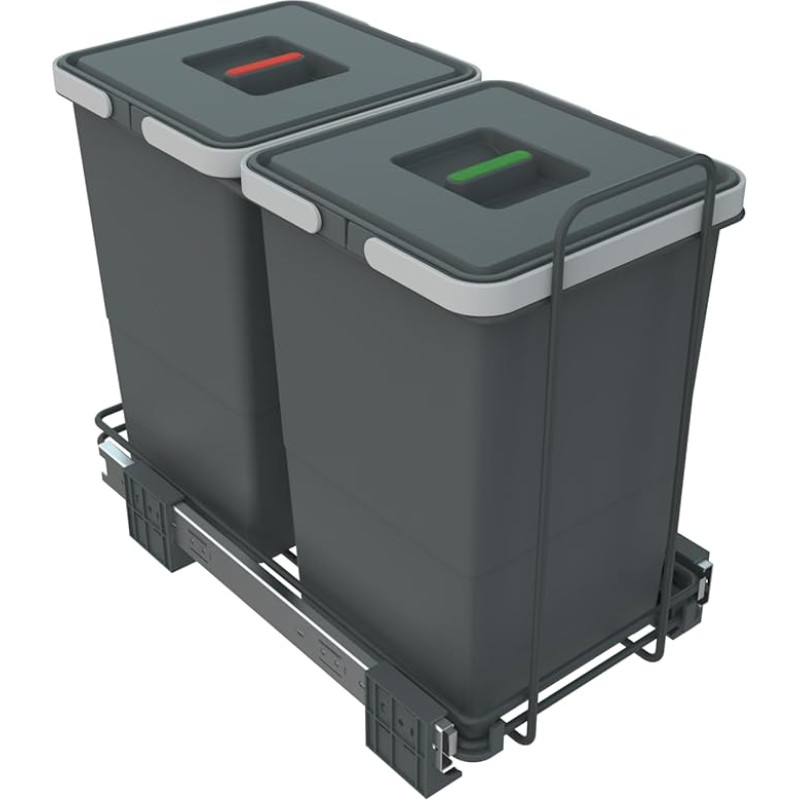 ELLETIPI Ecofil PF01 34 A2 Išimamos atliekos iš plastikinio ir metalinio pagrindo, pilkos spalvos, 23 x 45 x 36 cm