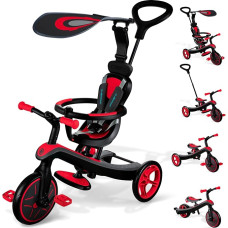 GLOBBER Explorer Trike 4-in-1 Red - triratukas, balansinis dviratukas ir vežimėlis 10/8,5 colių - TPR sėdynė - reguliuojamo aukščio vaikiška transporto priemonė