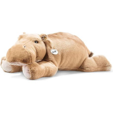 Steiff Cuddly Toy Mocky Hippo, Cute Stuffed Toy with Plastic Eyes, Children, Boys & Girls, Plush Toy 80 cm, Beige, 085352