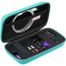 BOVKE Hard Case for Roku Voice Remote Controller, Roku Streaming Stick+, 4K, Roku Remote Case for Roku TV Steaming Stick 3820R/3821R/3941R, Extra Mesh Pocket for Adapter, Cable, Turquoise