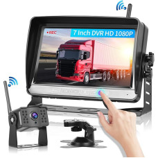 Wireless Reversing Camera Set DVR, 7 Inch Colour LCD Monitor, Wireless Backup Car Camera Video Recording IP69 Waterproof Super Night Vision, Wireless Parking Aid 12V-36V for