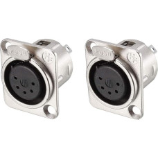 sourcing map YL3079 2 Pcs 5 Pin XLR Female Connector Mount for Microphone Connector Adapter Converter Audio Speaker Silver