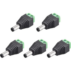 sourcing map 5 x 5.5 x 2.5 mm DC Power Jack Plug Adapter Plug for LED Strip CCTV Camera Cable Wire Ends