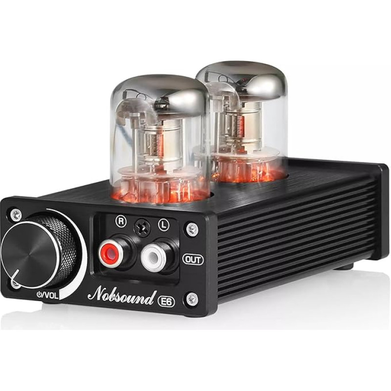 Nobsound E6 Class A Tube Preamp Direct Heated Tubes Stereo Audio Preamp Desktop Preamplifier with Volume Control