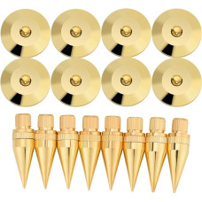 Speaker Tips, 8 Pairs 6x36mm Copper Speaker Tip Insulation Tip Stand + Foot Pad Floor Mat for HiFi Speaker Stand Amplifier CD DVD Player