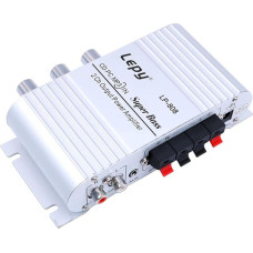 Fasizi LP-808 Portable 12V Mini HiFi Amplifier with 3A Power Supply for Home Car Phone - Silver