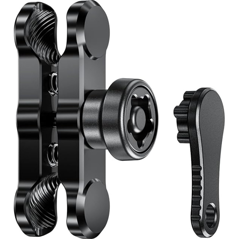 BRCOVAN Anti-Theft Double Base Arm Aluminium Alloy (Medium Arm) Compatible with RAM Mounts B Size 1 Inch Ball Component and Bicycle Motorcycle Mobile Phone Holder with 1 Inch Ball Adapter