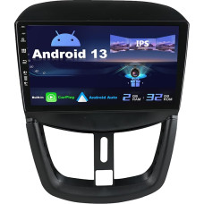 SXAUTO Android 12 Car Radio Suitable for Peugeot 207 (2006-2015) - Built-in Carplay/Android Car - Camera Free - [2G + 32G] - Supports DAB Steering Wheel Control WiFi Fast Boot Bluetooth - 2 DIN 9 Inch