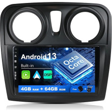 SXAUTO Android 12 Car Radio Suitable for Dacia - Sandero (2014-2017) - Built-in Carplay/Android Car/DSP - Camera MIC Free - 4G + 64G - Supports DAB SWC WiFi Fast Boot 360 Camera -2 DIN 9 Inch