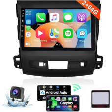 8 Core 2 + 64G: Hodozzy Carplay Car Radio for Mitsubishi Outlander 2/Peugeot 4007/Citroen C-Crosser Android Car Radio with Sat Nav, 9 Inch Touchscreen with WiFi/GPS/RDS/FM/Bluetooth/USB/DSP + Canbus