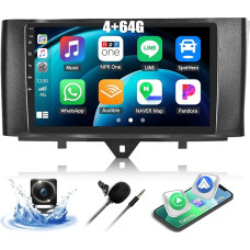 4+64G SIXWIN Android 13 Car Radio for Mercedes-Benz Smart Fortwo 2011-2015 with Carplay/Android Auto/Mirrorlink, 9 Inch Capacitive Touchscreen Supports WiFi/GPS/FM/Bluetooth/SWC