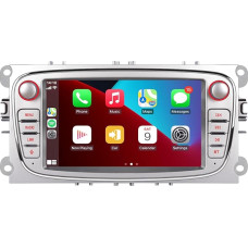 LXKLSZ Car Radio Compatible with Wireless Carplay Android Car for Ford Focus S-MAX C-MAX KUGA with IPS Touch Screen/Bluetooth/Mirror Link/FM/AM/USB, Colour Silver